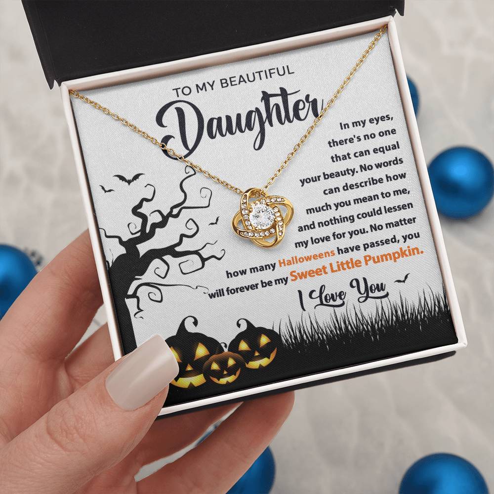 Halloween Gift For Daughter - Sweet Little Pumpkin - Love Knot Necklace