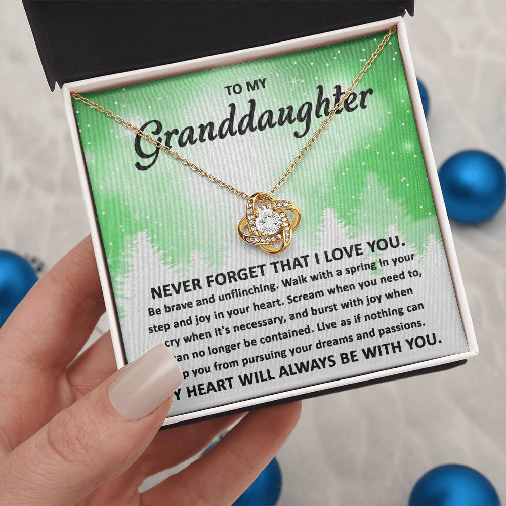 Granddaughter Jewelry Gift - Love Knot Necklace - Pursuing Your Dream