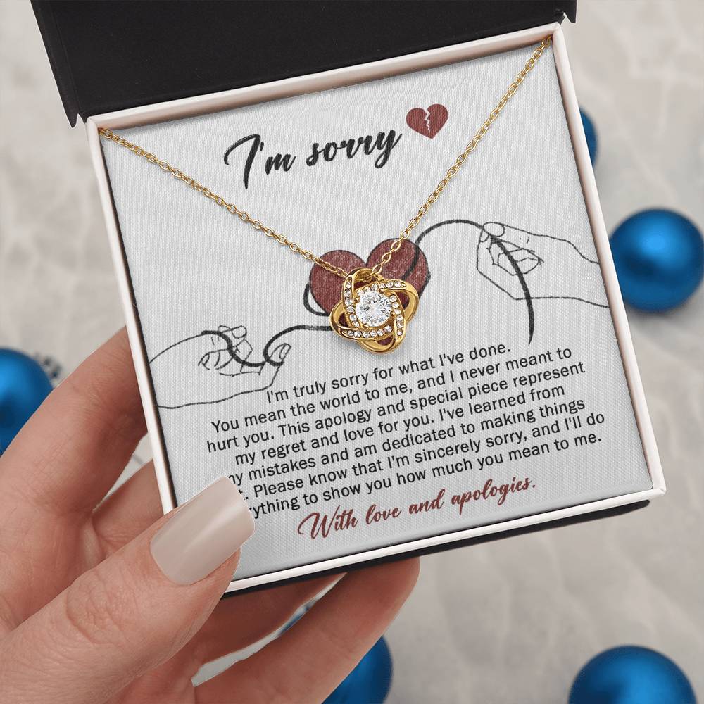 I'm Sorry Gift For Her - Love Knot Necklace - Mean The World To Me