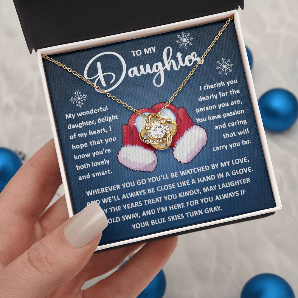 Daughter Christmas Gift - Love Knot Necklace - Hand In Glove