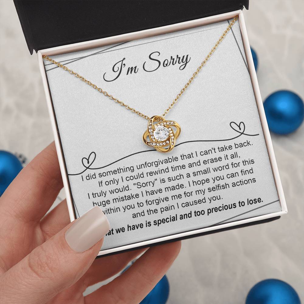 I'm Sorry Gift For Her - Love Knot Necklace - Breaking My Heart