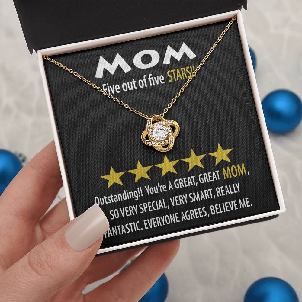 Gift For My Mom - Love Knot Necklace - Five Stars