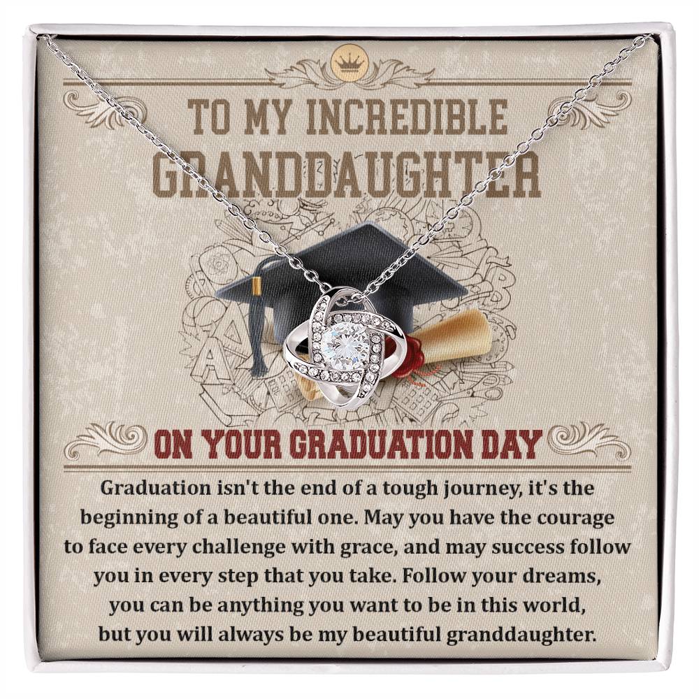 Granddaughter Graduation Gift - Your Graduation Day -  Love Knot  Necklace