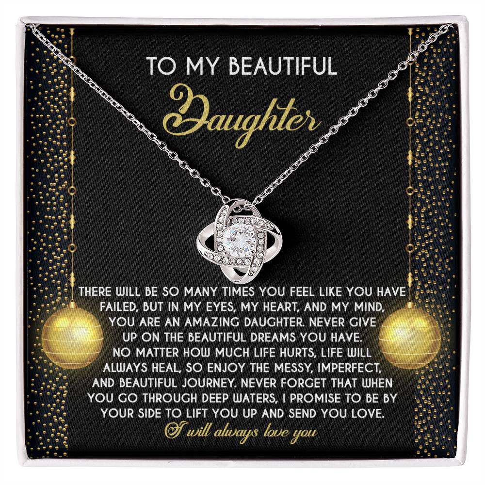 To My Daughter Jewelry Gift - Love Knot Necklace - Deep Waters