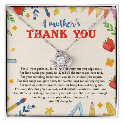 Teacher Appreciation Gifts - Necklace - A Mothers Thank You