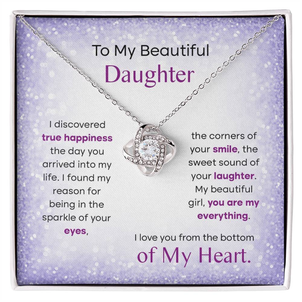 To My Beautiful Daughter Gift - Love Knot Necklace - All Of My Heart -Sweet Sound 3