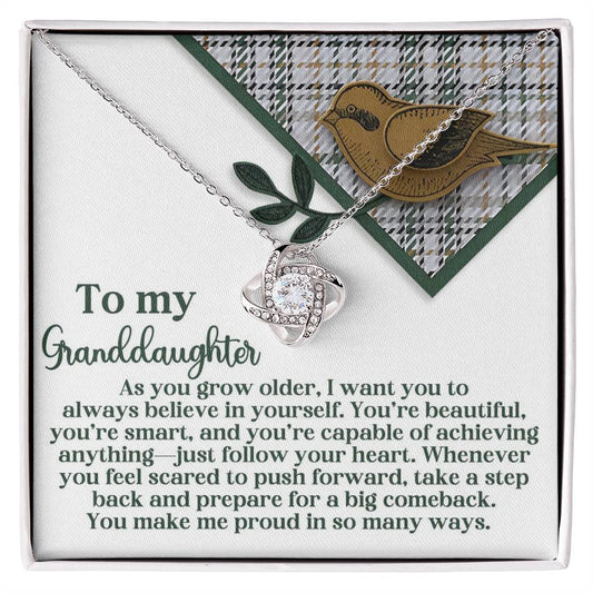 To My Granddaughter Jewelry Gift - A Big Comeback - Love Knot Necklace