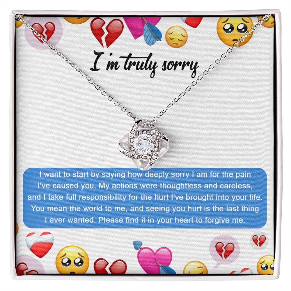 Apology Jewelry Gift - Love Knot Necklace - How Deeply Sorry