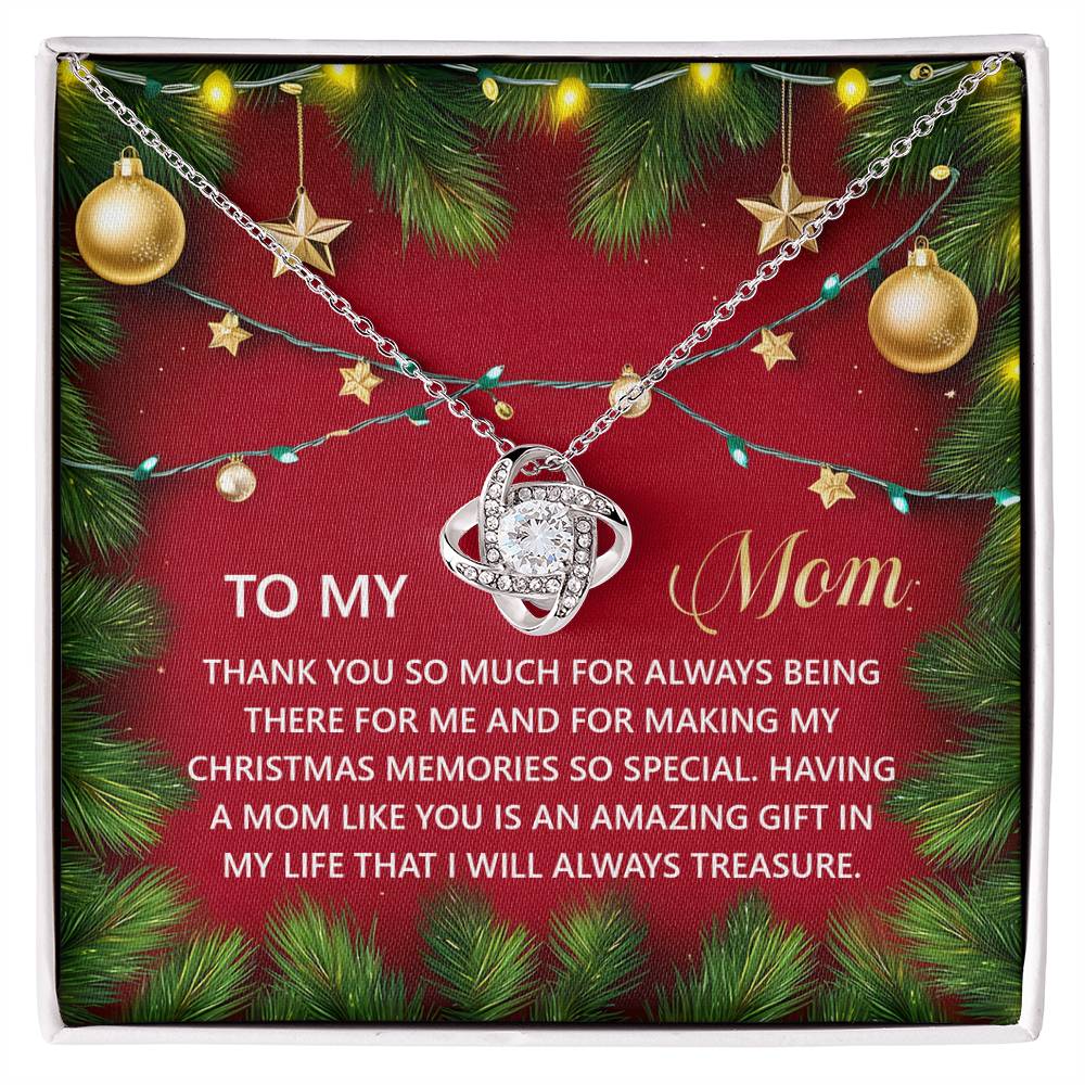 To My Mom Jewelry Gift - Christmas Memories -  Love Knot Necklace