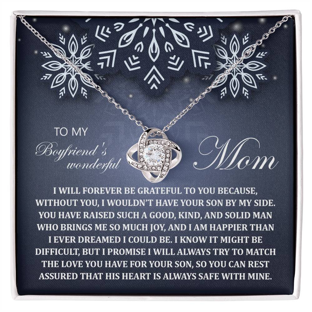 To My Boyfriend's Mom Jewelry Gift - Your Son By My Side -  Love Knot Necklace