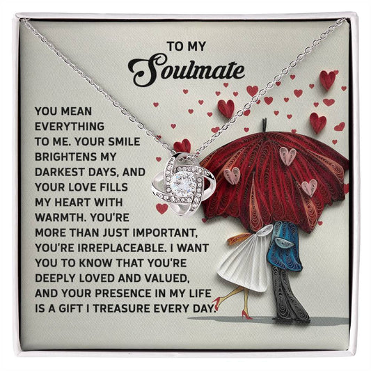 To My Soulmate Jewelry Gift - Deeply Loved - Love Knot Necklace
