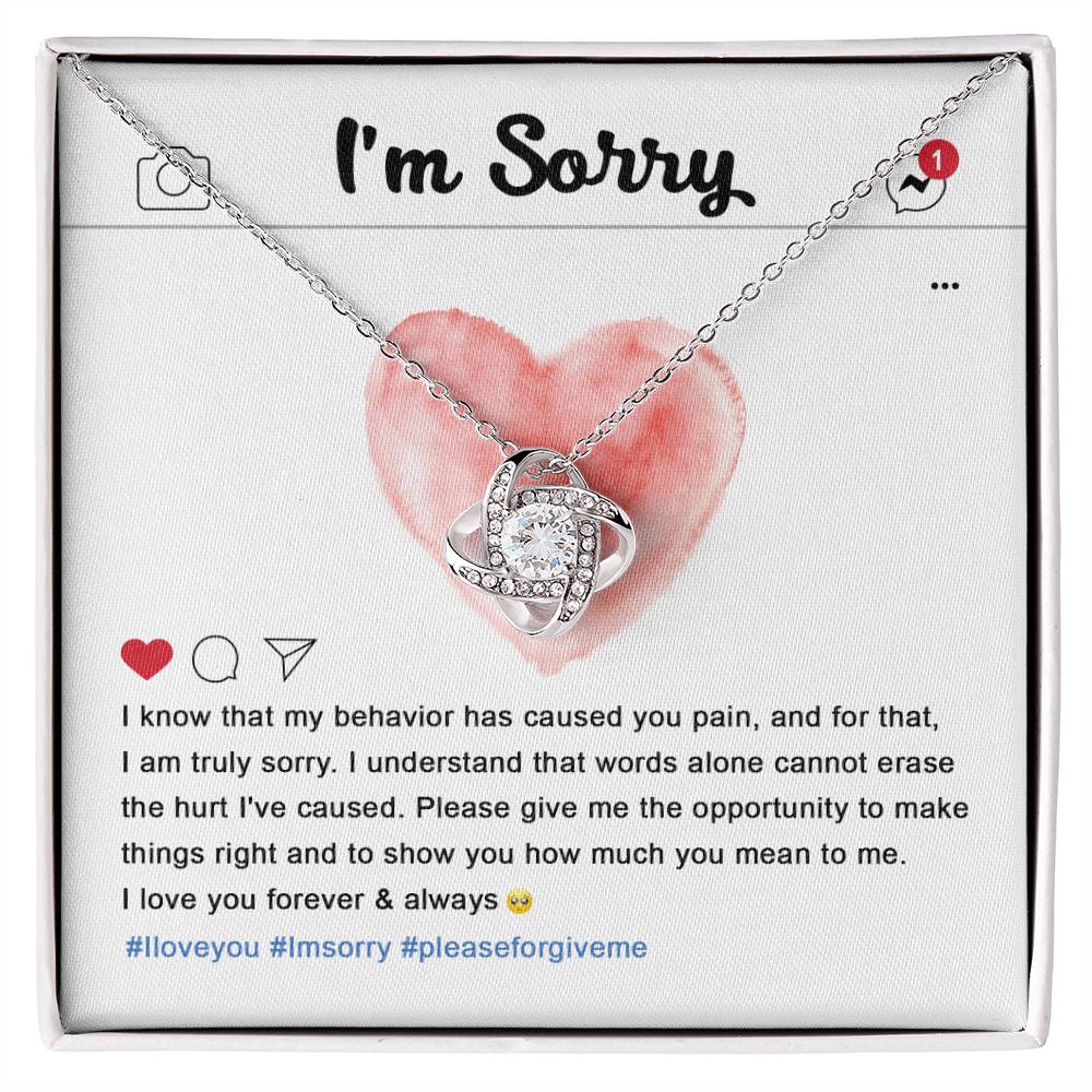 Apology Jewelry Gift - Love Knot Necklace - Cannot Erase