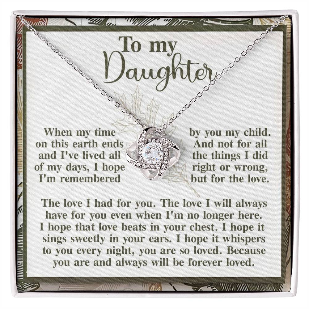 To My Daughter Jewelry Gift - Sweetly In Your Ears - Love Knot Necklace