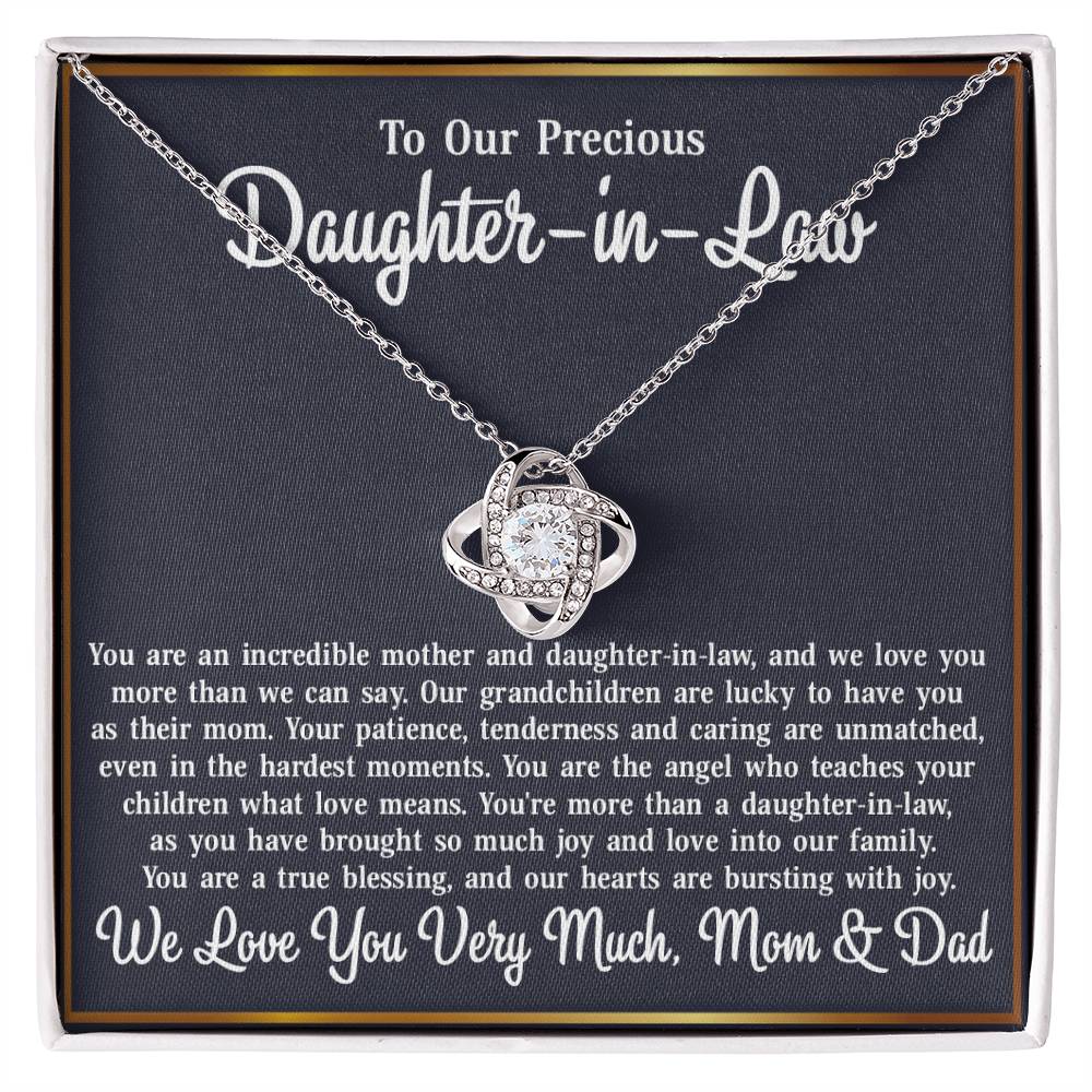 To Our Daughter-in-Law - Love Knot Necklace Jewelry Gift - Incredible Mother and Daughter in Law