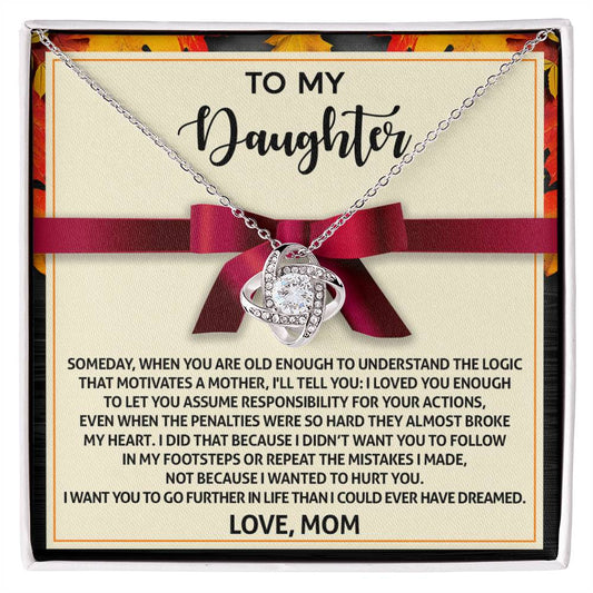 To My Daughter Jewelry Gift -Further In Life - Love Knot Necklace