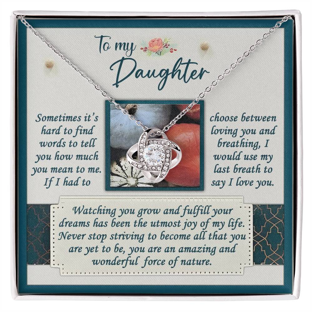 To My Daughter Jewelry Gift - You're A Force Of Nature - Love Knot Necklace