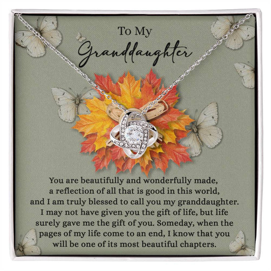 To My Granddaughter Jewelry Gift - Life Gave Me The Gift Of You - Love Knot Necklace