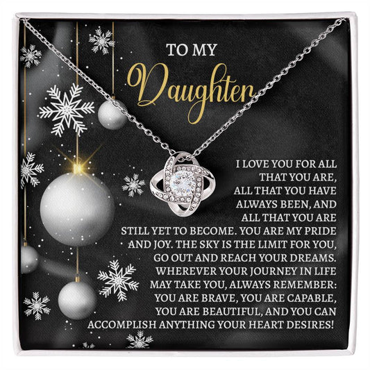 To My Daughter Jewelry Gift - Love Knot Necklace - Pride and Joy