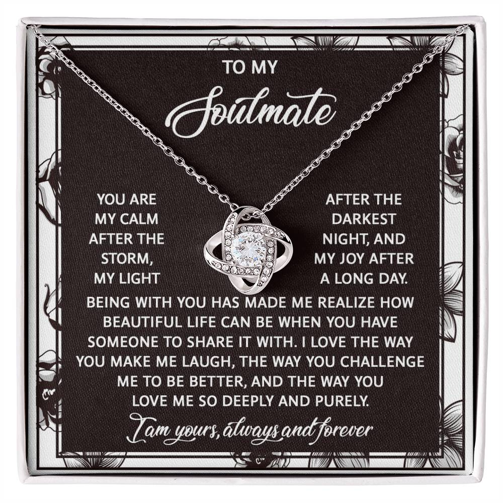 To My Soulmate Jewelry Gift - Love Knot Forever Necklace - Deeply and Purely