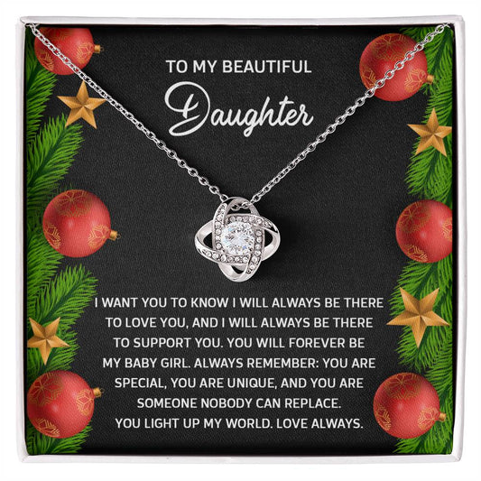 Daughter Jewelry Gift - Love Knot Necklace - Nobody Can Replace