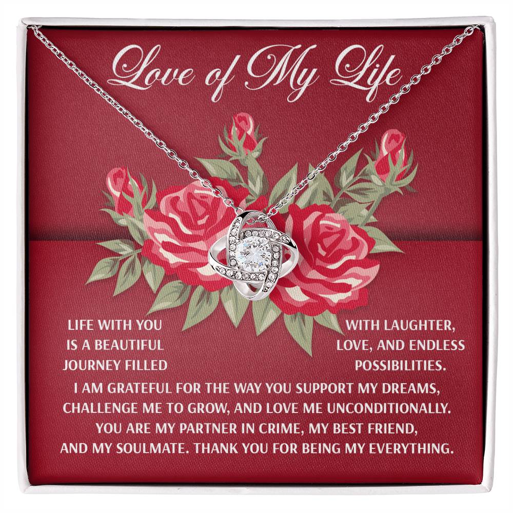 To The Love Of My Life Jewelry Gift - Love Knot Forever Necklace with Heartfelt Message Card From You - Endless Possibilities