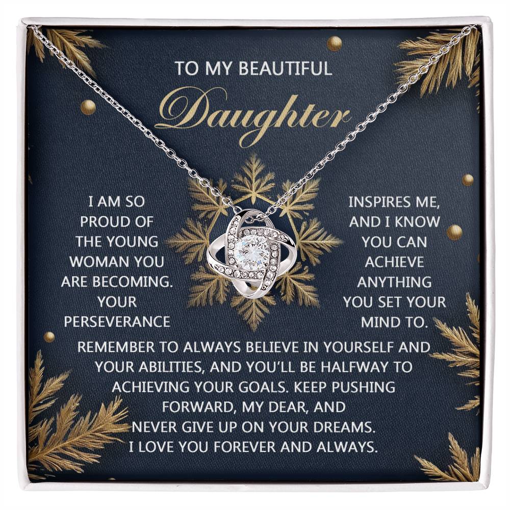 To My Daughter Jewelry Gift - Your Dreams -  Love Knot Necklace