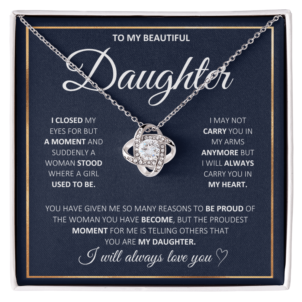 Graduation Gift for Daughter | Love Knot Necklace | “I Will Always Carry You In My Heart” | Meaningful Jewelry Gift