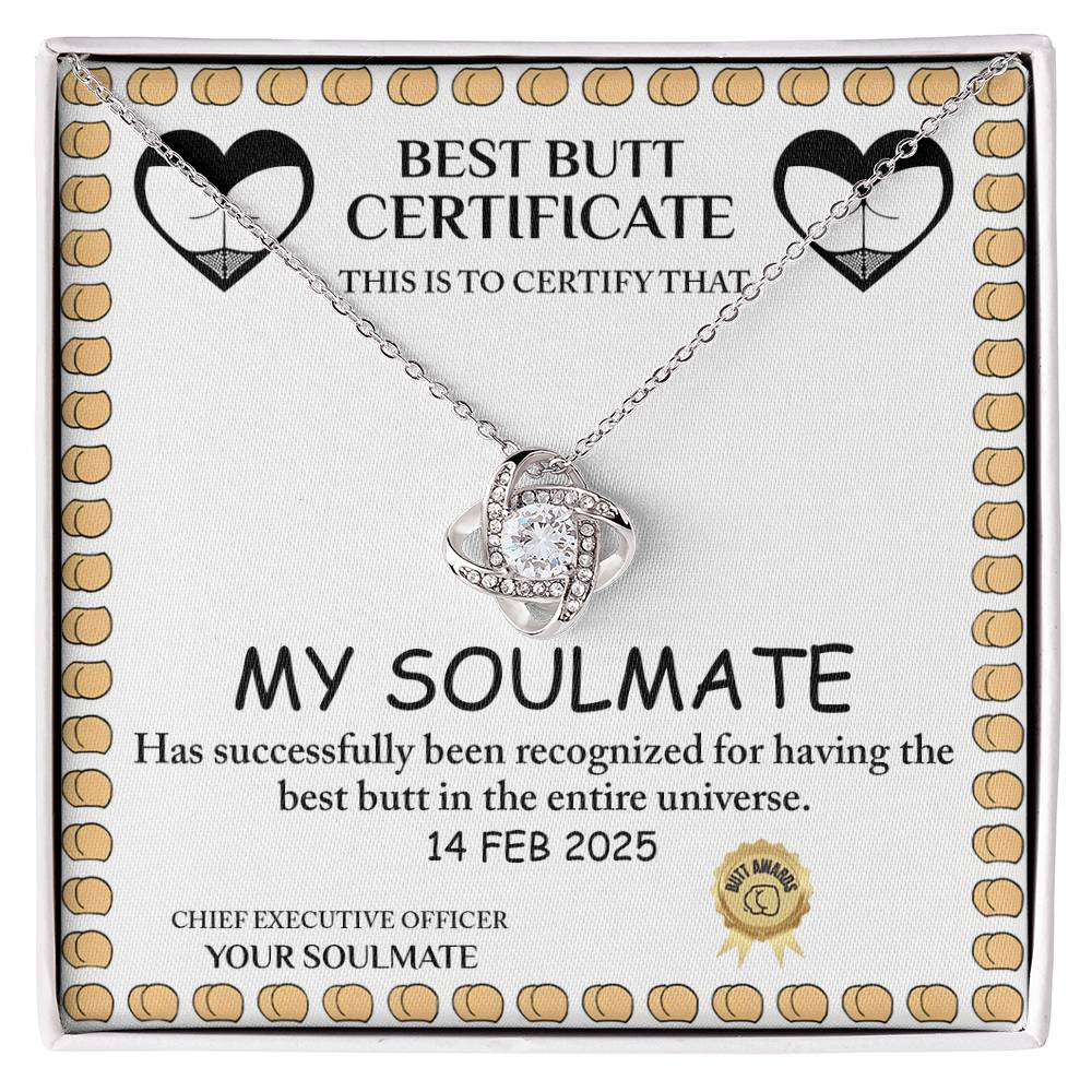To My Soulmate Jewelry Gift - Love Knot Forever Necklace with Heartfelt Message Card From You -Best Butt