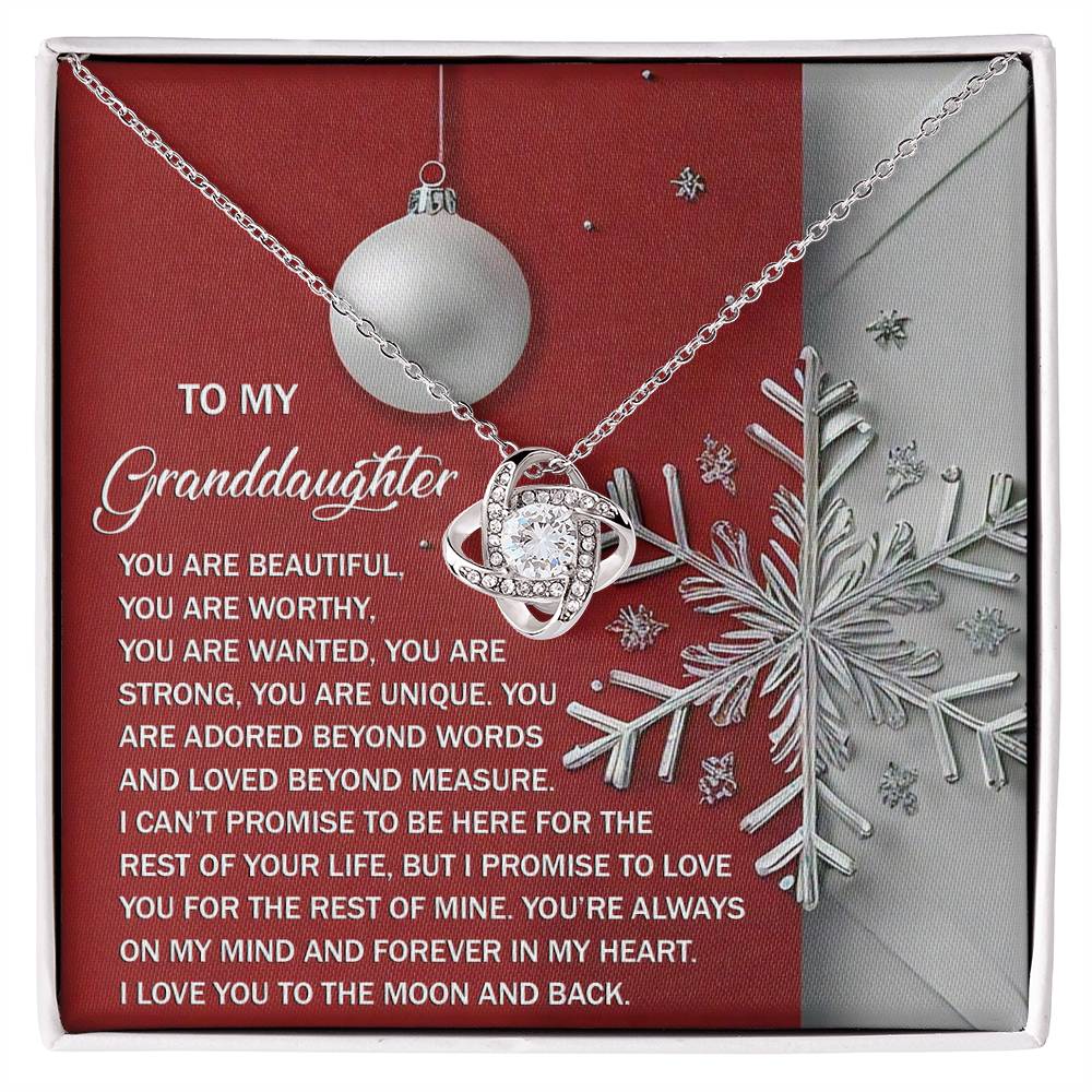 To My Granddaughter Jewelry Gift - I Love You Till The Moon and Back -  Love Knot Necklace