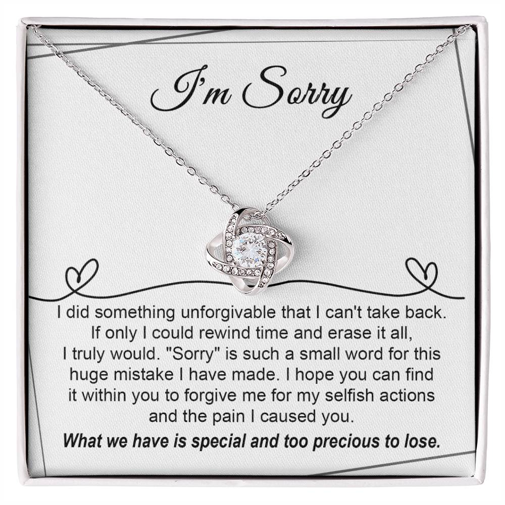 I'm Sorry Gift For Her - Love Knot Necklace - Breaking My Heart