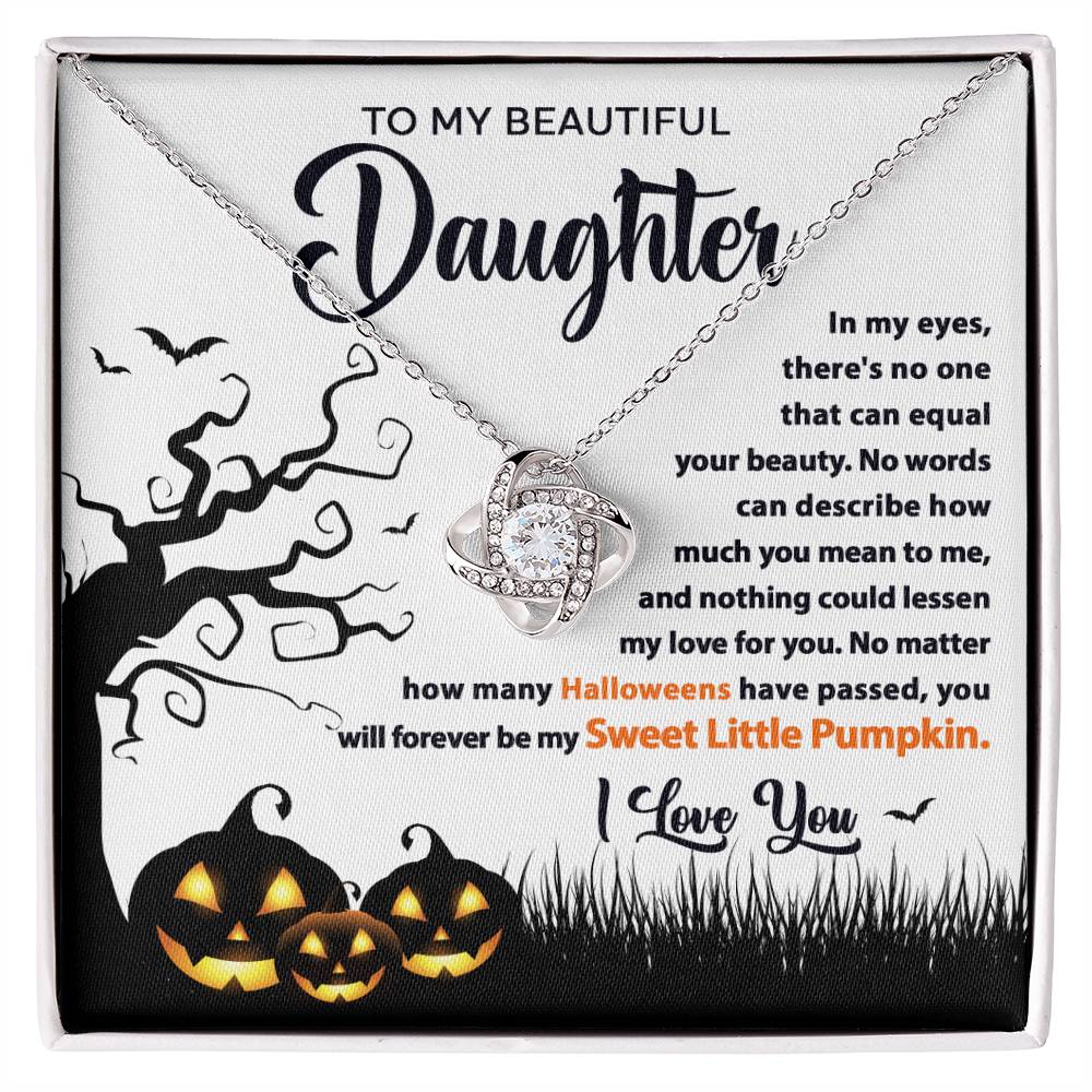 Halloween Gift For Daughter - Sweet Little Pumpkin - Love Knot Necklace