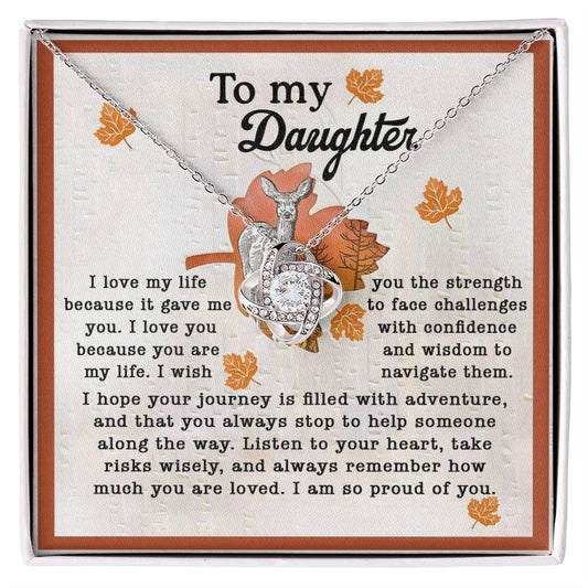 To My Daughter Jewelry Gift - Life Gave Me You - Love Knot Necklace