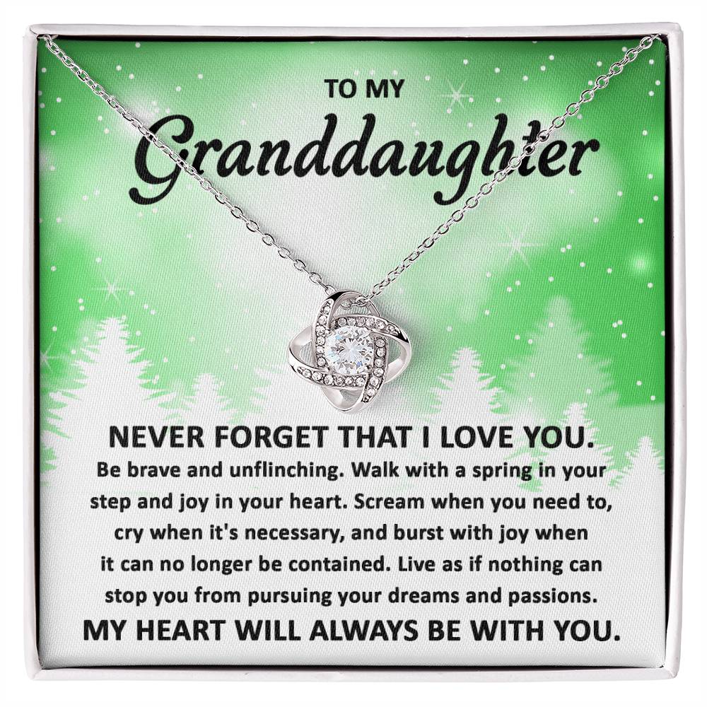 Granddaughter Jewelry Gift - Love Knot Necklace - Pursuing Your Dream