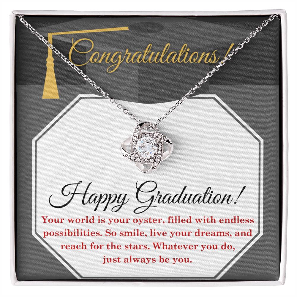 Her Graduation Gift - Your Oyster -  Love Knot  Necklace