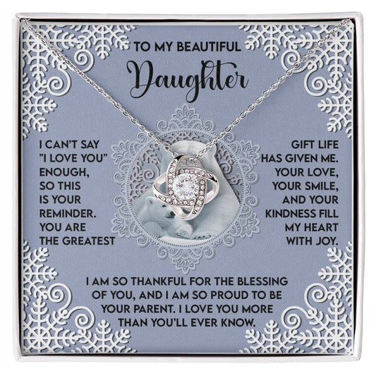 To My Daughter Jewelry Gift - Love Knot Necklace - You Fill My Heart With Joy