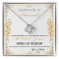 Maid of Honor Gift - Love Knot Necklace - Certificate of Achievement