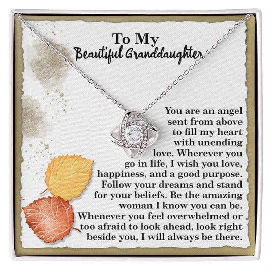 To My Granddaughter Jewelry Gift - You Are An Angel - Love Knot Necklace