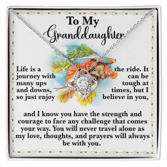 To My Daughter Jewelry Gift - You'll Never Travel Alone, I'll Always Be With You - Love Knot Necklace