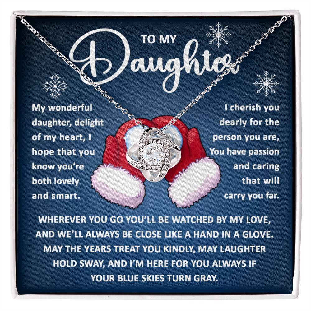 Daughter Christmas Gift - Love Knot Necklace - Hand In Glove