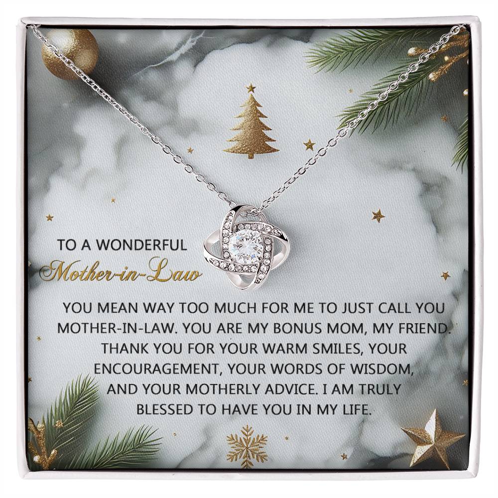 To My Mother-in-Law Jewelry Gift - Motherly Advice -  Love Knot Necklace