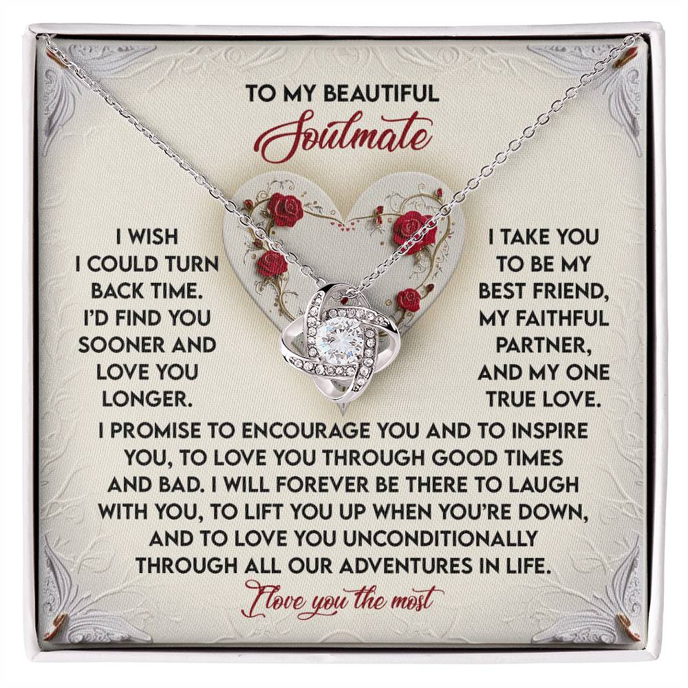 To My Soulmate Jewelry Gift - Love Knot Forever Necklace - Laugh With You