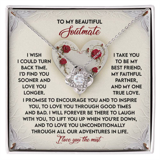 To My Soulmate Jewelry Gift - Love Knot Forever Necklace - Laugh With You