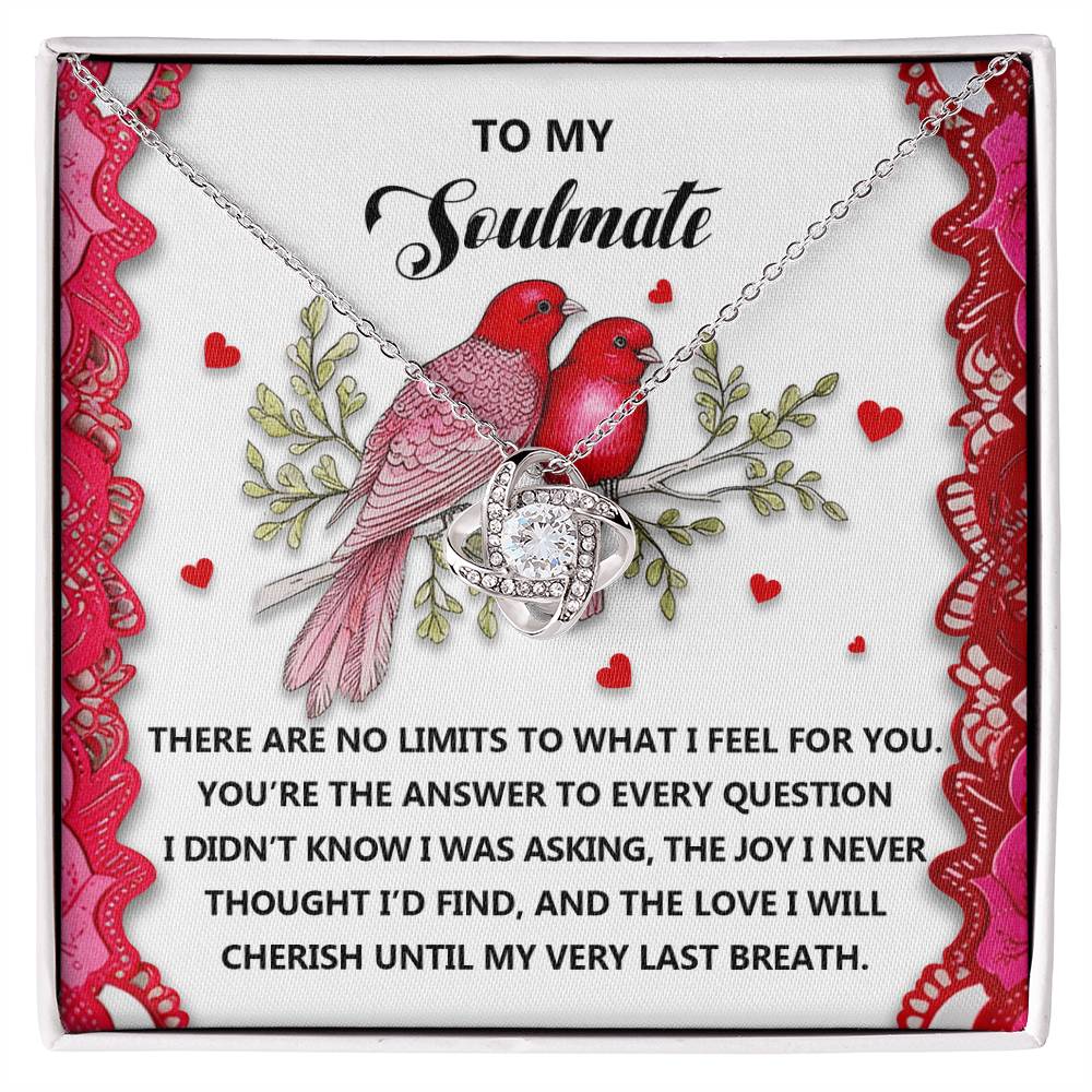 To My Soulmate Jewelry Gift - Love Knot Forever Necklace with Heartfelt Message Card From You - Feel For You