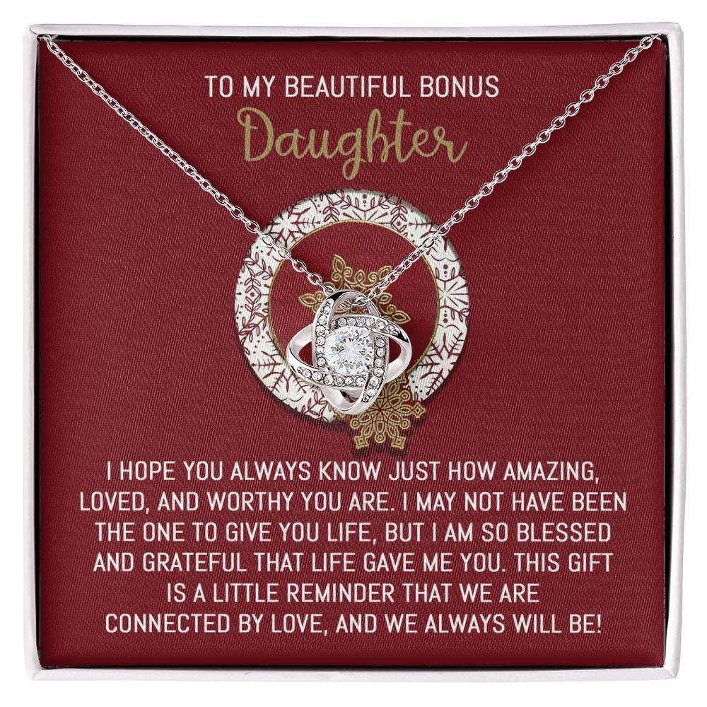 To My Bonus Daughter Jewelry Gift - Love Knot Necklace - Always Will Be