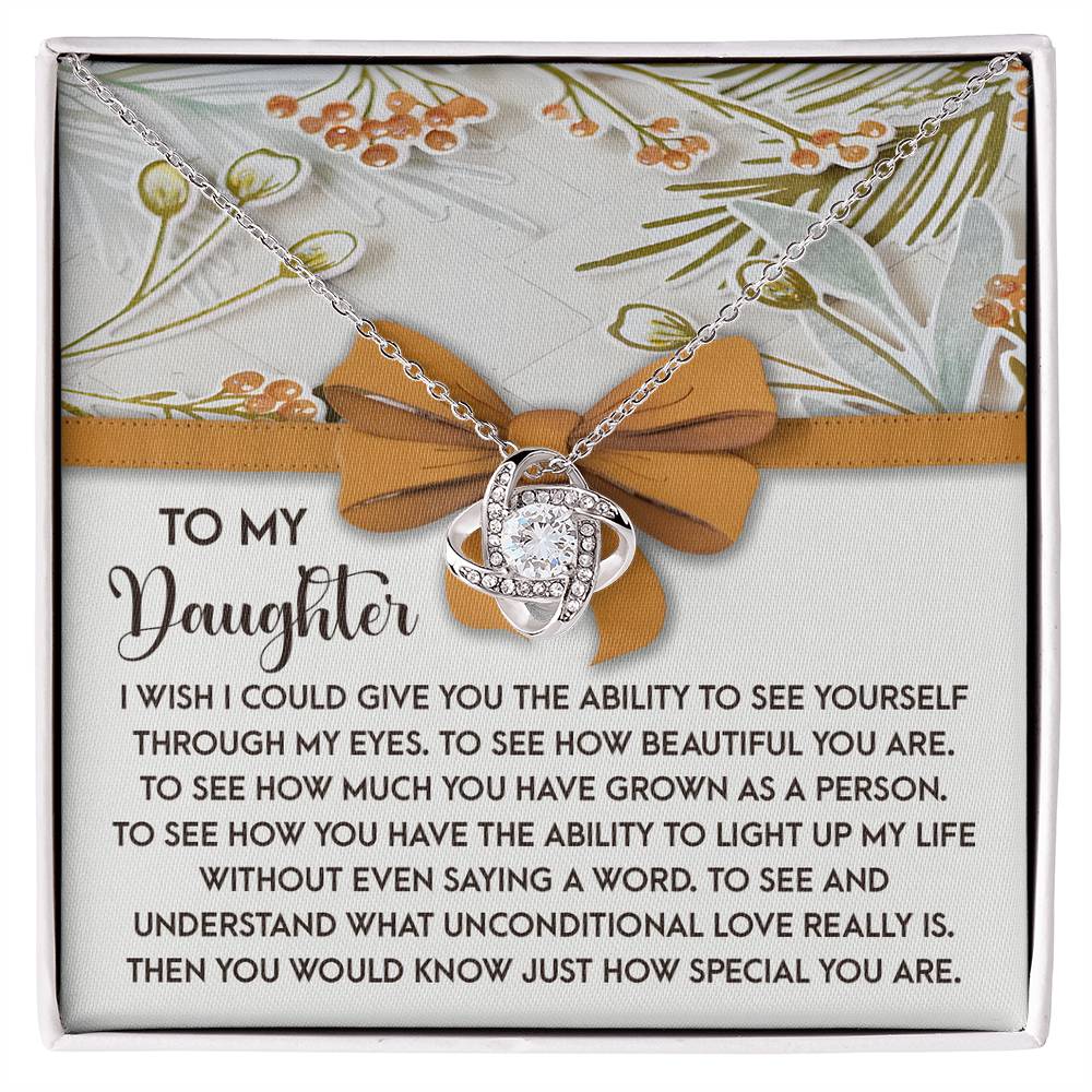 Daughter Jewelry Gift - Knot Of Love Necklace - You Light Up My Life Without Saying A Word