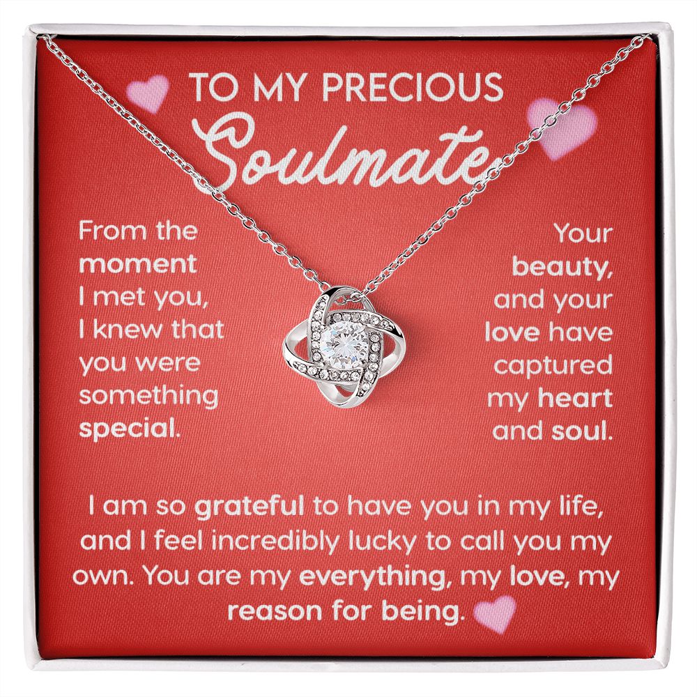 To My Precious Soulmate Love Knot  Necklace