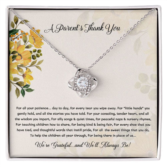 Teacher Appreciation Gifts - Necklace - A Parents Thank You