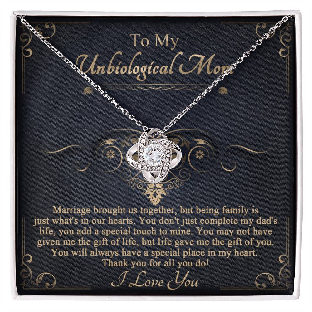 Unbiological Mom Gift - In Our Hearts - Love Knot  Necklace