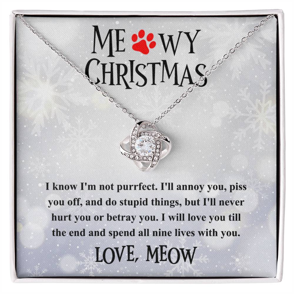 Cat Mom Jewelry Gift - Love Knot Necklace - Meowy Christmas