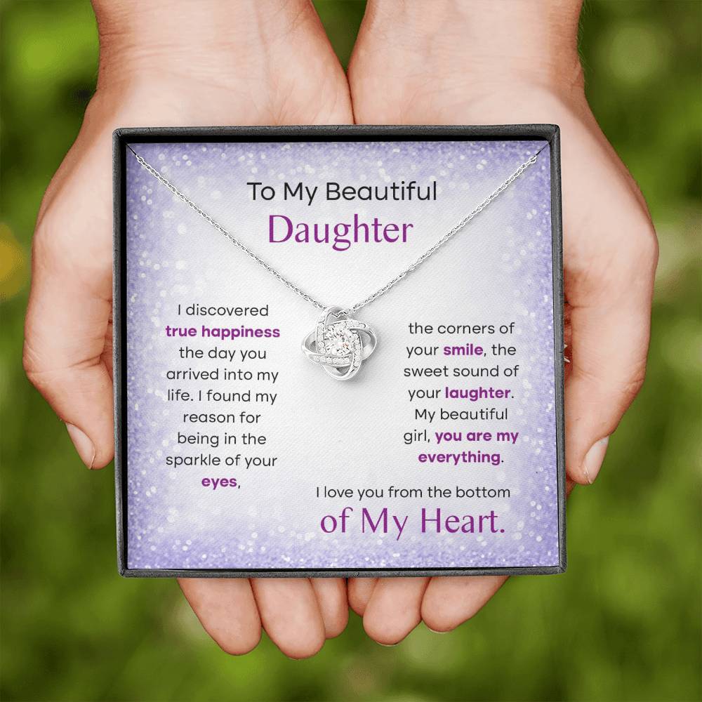 To My Beautiful Daughter Gift - Love Knot Necklace - All Of My Heart -Sweet Sound 3